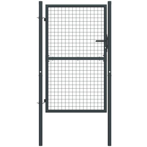 Portail en maille de jardin，Portail de clôture，Portillons de jardin Acier galvanisé 100 x 225 cm Gris CFW63389