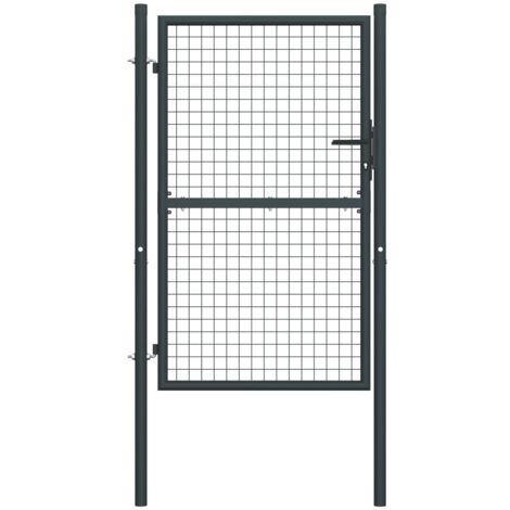 Portail en maille de jardin，Portail de clôture，Portillons de jardin Acier galvanisé 100 x 250 cm Gris CFW57125