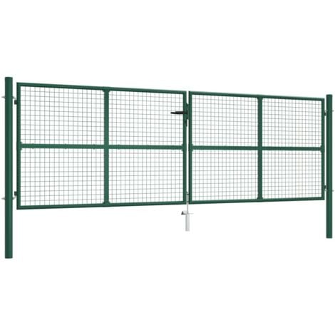 Portail en treillis de jardin acier 390x125 cm vert vidaXL