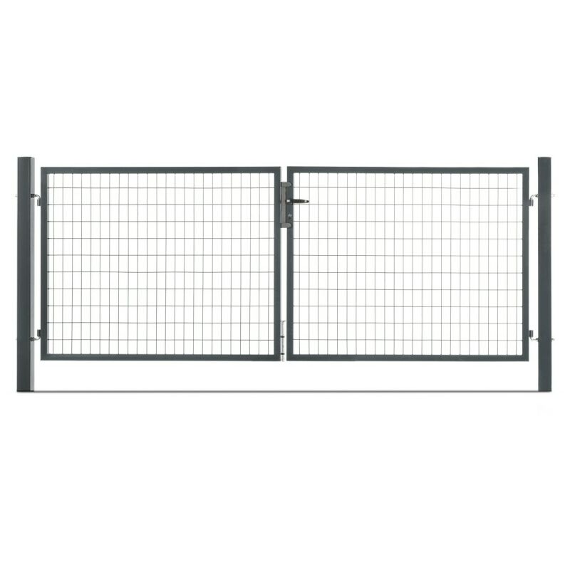 Portail grillagé acier galvanisé l 3m Gris anthracite h 2m00