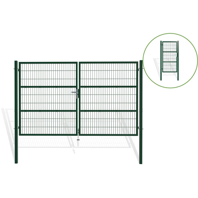 Casanoov - Portail grillagé 3m H.180cm razo + Portillon 1m razo H.180cm Vert