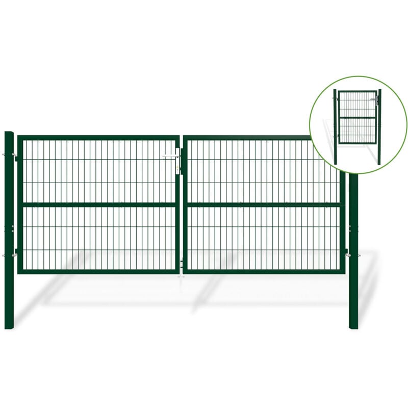 Portail grillagé 3m razo H.120cm + Portillon 1m razo H.120cm Vert