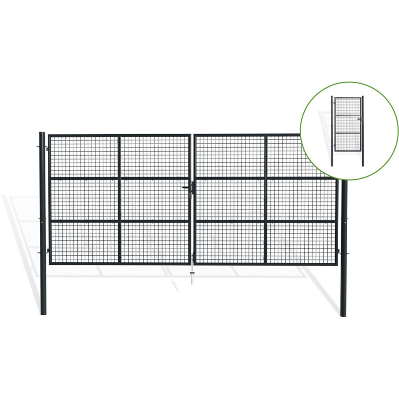 Casanoov - Portail grillagé 4m H.180cm olga + Portillon 1m olga H.180cm Gris