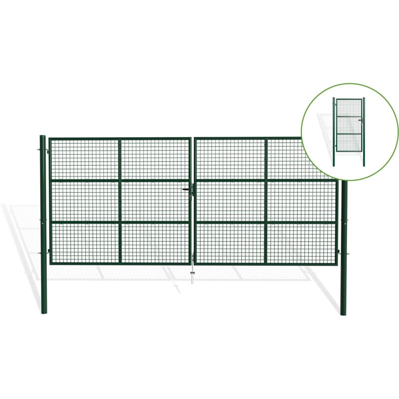 Casanoov - Portail grillagé 4m H.180cm olga + Portillon 1m olga H.180cm Vert