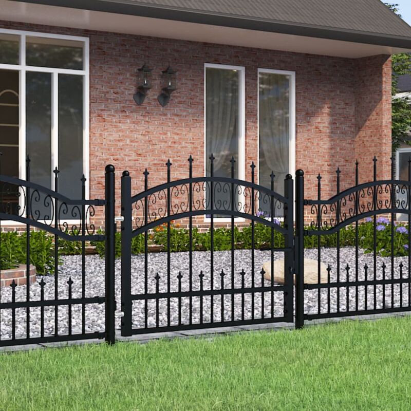 Portail, Porte de jardin, Portillon et sommet de lance Noir 103x120 cm Acier enduit poudre WFE353346 design in