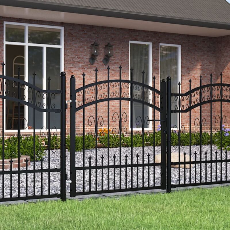 Portail, Porte de jardin, Portillon et sommet de lance Noir 103x150 cm Acier enduit poudre WFE307291 design in