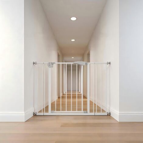 Portail sécurité enfant et chien,largeur 75–115 cm,hauteur 76 cm. Installation sans perçage,adapté escalier et protection animaux.