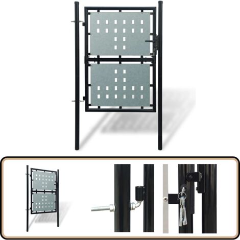 Portail simple de clôture Noir 100x200 cm - Portail De Cloture - Portail Noir - Portail Jardin - Portillon - Clôture