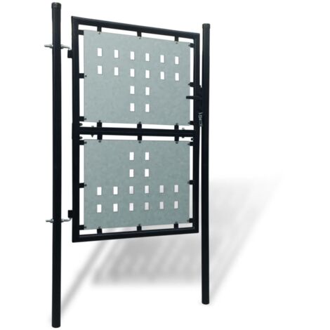 Portail simple de clôture  Porte Portillon Portail de jardin Noir 100x200 cm 54257