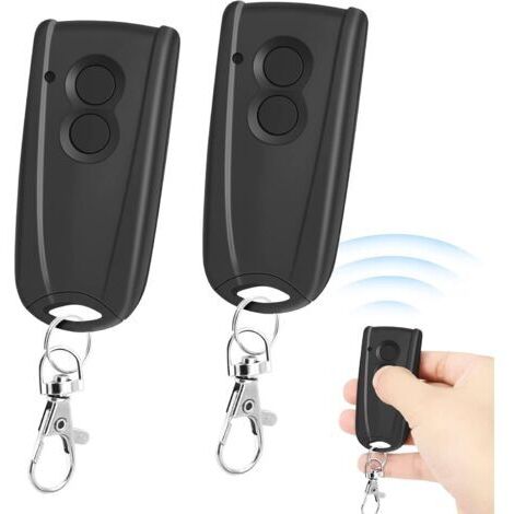 Portail Télécommandé Compatible avec Hormann Ecostar RSC2, RSE2, RSZ1, Liftronic 500, 700, 800, 433MHz Bip Portail Porte De Garage, Noir, Lot de 2