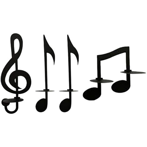 [Portalambres musical] Portavelas de metal negro – Juego de 4 piezas decorativas posmodernas
