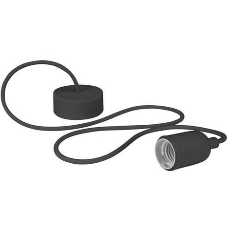 PORTALAMPADA A SOSPENSIONE DESIGN CON CAVO IN TESSUTO - NERO