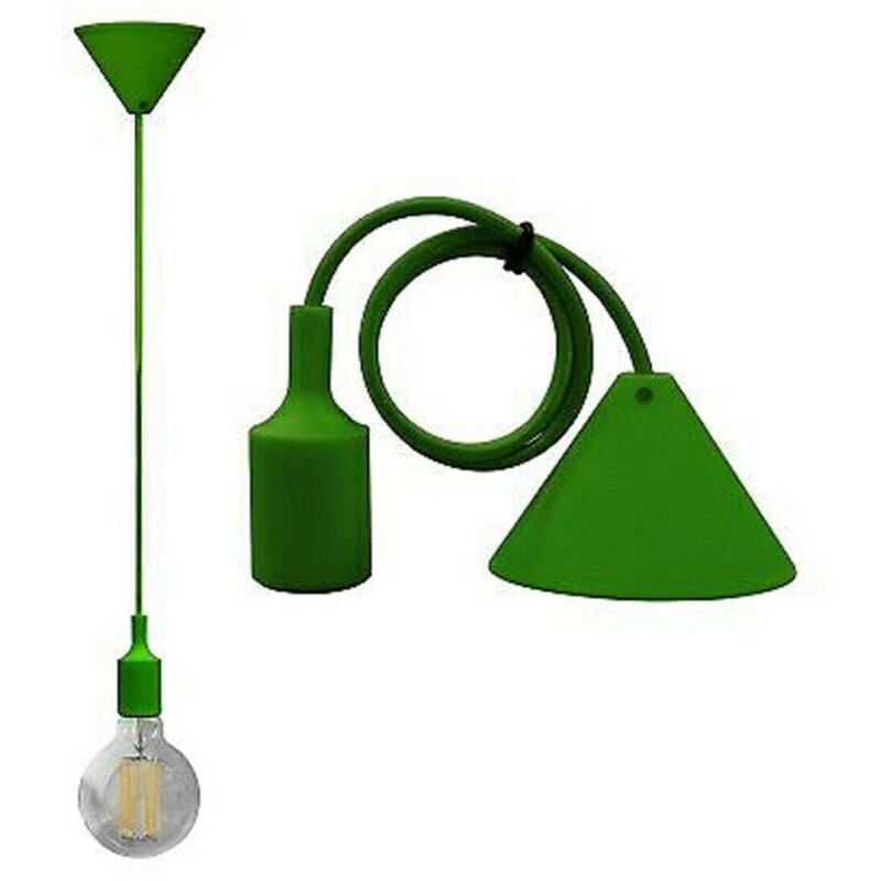Portalampada a Sospensione Pendente Lampadario Soffitto E27 Verde Dt-j01 1 Metro - - Trade Shop Traesio
