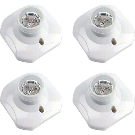 Portalampada a vite E27 per plafoniera, portalampada E27 per garage, CA 220-240 V, portalampada a LED, base per plafoniera E27, base per lampada in plastica bianca per applique, confezione da 4