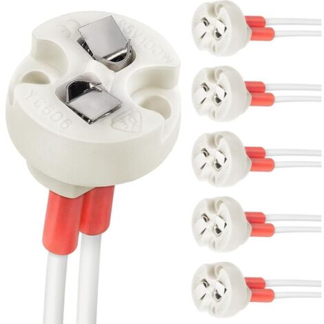 Portalampada con corpo in ceramica per lampade alogene e a incandescenza (6 pezzi) con attacco a due pin, G4, GU5.3, G6.35, GY6.35, GX5.3 MR16, GZ4 MR11.