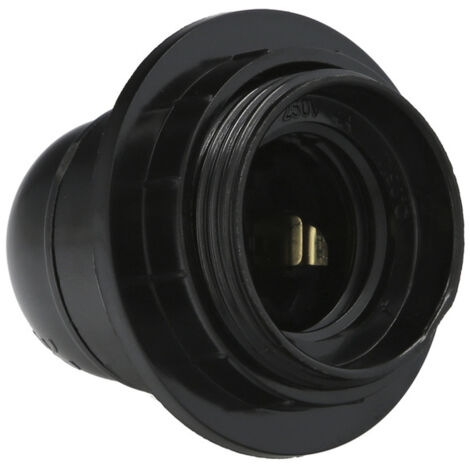 Portalampada E27 (4A) smontabile con filetto e rondella, colore nero