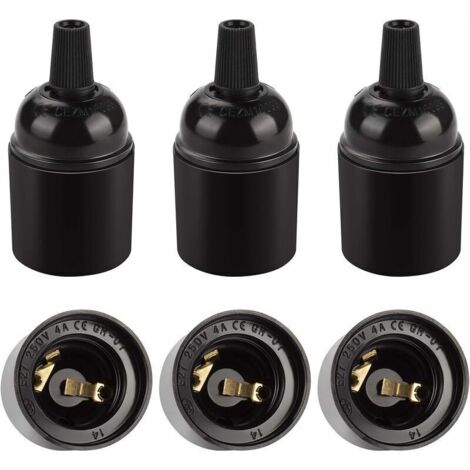 Portalampada E27 vintage nero, lampada a sospensione Edison retrò, adattatore per portalampada in bachelite solida, perfetto per progetti decorativi, industriali e fai da te, set da 6