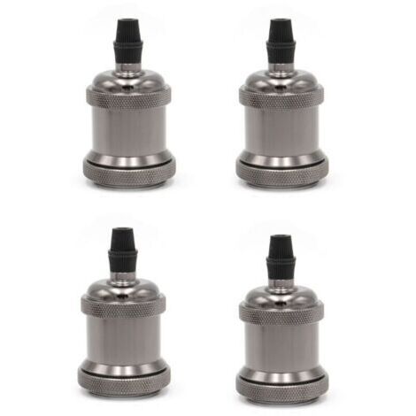 Portalampada E27 vintage. Set di 4 pezzi composto da portalampada da soffitto, base per lampada retrò, portalampada a sospensione, adattatore per lampada a sospensione e accessori per lampade. Nero.