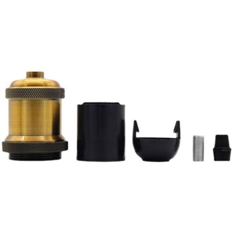 Portalampada E27 vintage. Set di 4 pezzi composto da portalampada da soffitto, base per lampada retrò, portalampada a sospensione, adattatore per lampada a sospensione e accessori per lampade. Nero.
