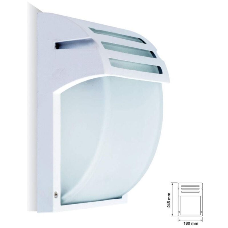Portalampada Esterno Alluminio Vetro Bianco Vt7077 E27 Ip44 Illuminazione - - Trade Shop Traesio