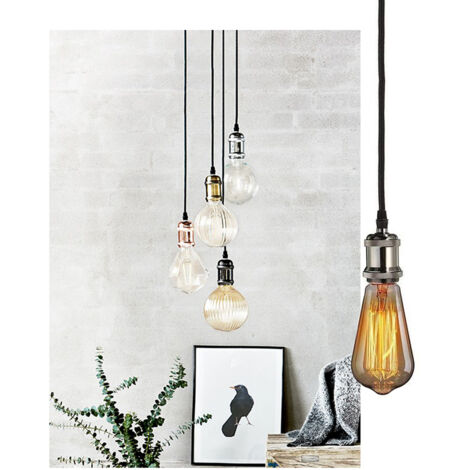 PORTALAMPADA LAMPADARIO SOSPENSIONE SOFFITTO PENDENTE E27 VINTAGE 2 METRI VERDE