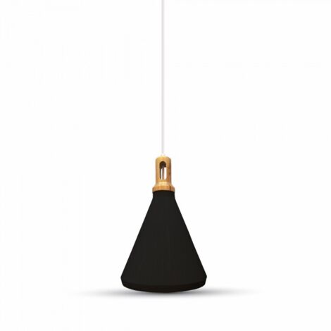 Portalampada Pendente 1MT E27 Elegant Stylish Ф250mm - Mod. VT-7525 SKU 3762 - Legno Nero