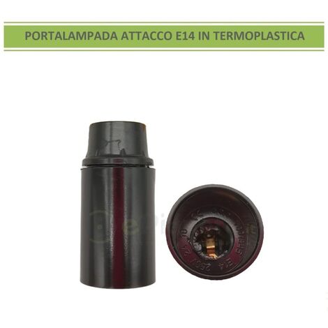 Portalampada per lampadina attacco piccolo E14 nero in termo plastica 250V