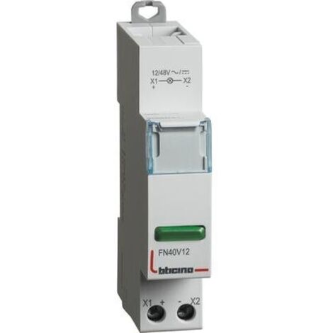 PORTALAMPADA PER SEGNALAZIONE SINGOLA LED VERDE 12/48V AC/DC BTDIN - BTICINO FN40V12