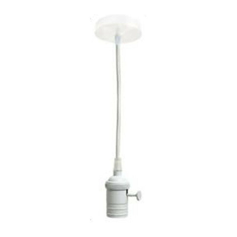 BES - Lampadario Portalampada a Sospensione 2M Vintage Bianco Effetto Metallo E27 60W