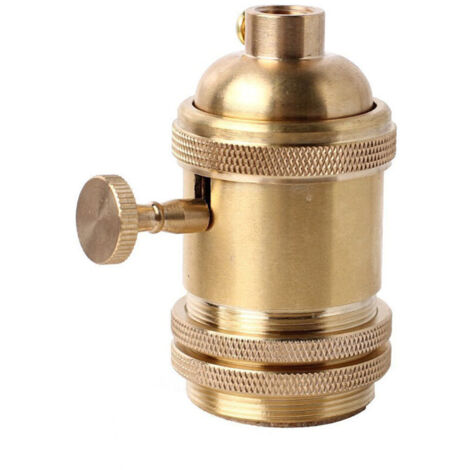 Portalampada vintage E26 E27 con interruttore, colore ottone ramato (oro)