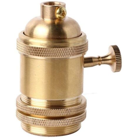 Portalampada vintage in ottone e rame con interruttore e attacco per lampadina E27 in stile Edison retrò.
