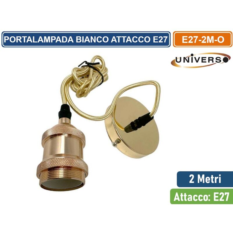 Image of Lampadario portalampada in metallo a sospensione di colore oro per lampadine E27
