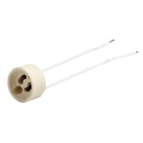 Portalámparas blanco de porcelana con casquillo gu10 y cable 15cm