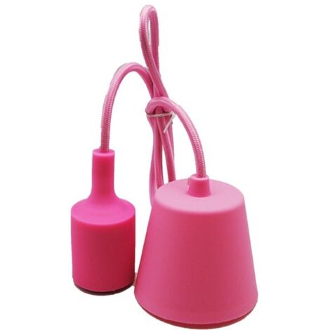 Portalámparas, cable y florón de silicona (12 colores)  Rosa