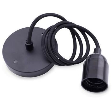 Portalámparas colgante E27 plástico 1M - Negro