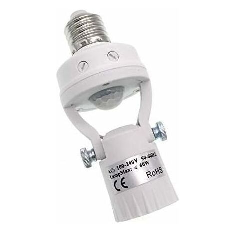 Portalámparas con sensor de movimiento YMYNY, adaptador de bombilla de rosca E27, control inteligente de luz nocturna para trasteros e iluminación de garaje (ajustable)