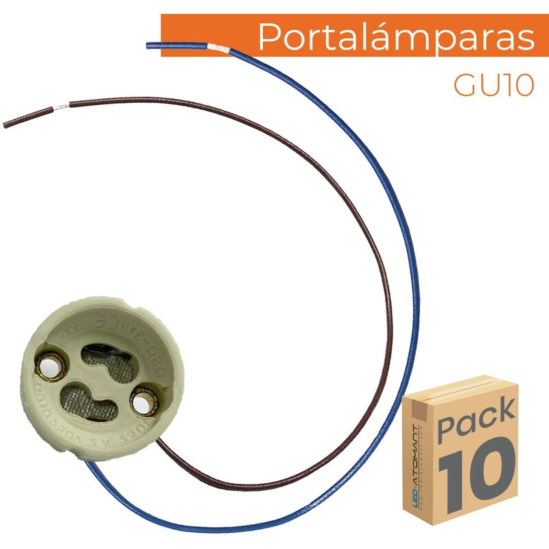 

Led Atomant Sl - Portalámparas de cerámica para bombilla GU10 con Cable Extralargo | Pack 10 Uds. - Pack 10 Uds.