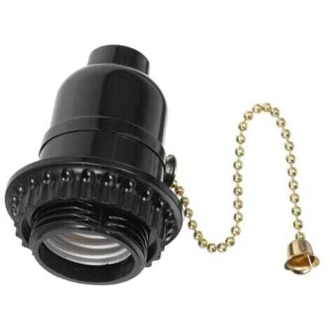 Portalámparas de mesa de baquelita KZQ 54 x 70 mm con tirador de cadena, adaptador de base de lámpara, casquillo E27, tirador de cadena, luz, portalámparas de techo, portalámparas E27, plástico