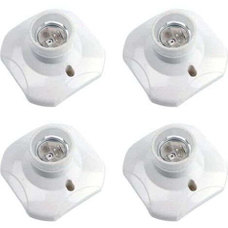 Portalámparas de techo con rosca E27, portalámparas de garaje E27, CA 220-240 V, portalámparas LED, base de techo E27, base de lámpara de plástico blanco para lámpara de pared, paquete de 4