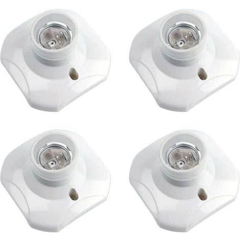 Portalámparas de techo E27 de rosca, portalámparas de garaje E27, CA 220-240V, portalámparas LED, base de lámpara de techo E27, base de lámpara de plástico blanco para aplique de pared, paquete de 4