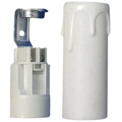 Portalámparas + funda de vela E14 26x65mm blanca GSC 2203325