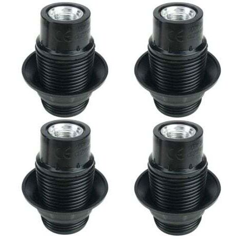Portalámparas E14 negro, 4 casquillos E14, casquillos E14, casquillos sólidos, adaptador de casquillo negro
