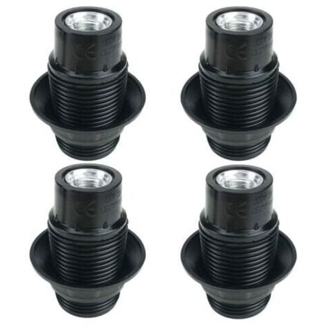 Portalámparas E14 negro, 4 piezas, casquillo E14, portalámparas E14, portalámparas sólido, adaptador de casquillo negro