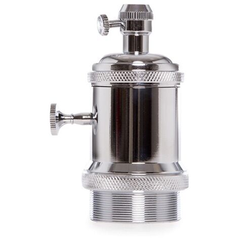 Portalámparas E27 Cobre Baquelita- Interruptor Rotativo, Color Cromo [AM-AH008
