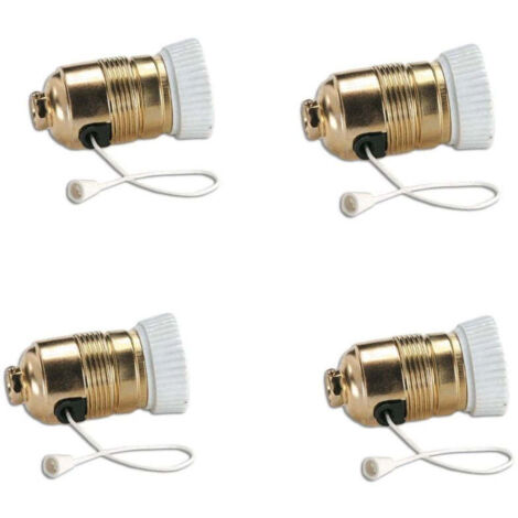 Portalámparas E27 de Latón con interruptor tirador y arandela porcelana
