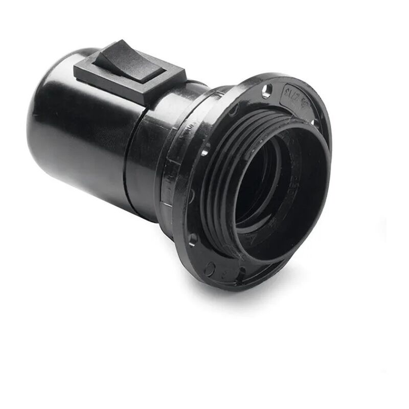 Famatel - Portalámparas roscado negro E-27 con interruptor 466