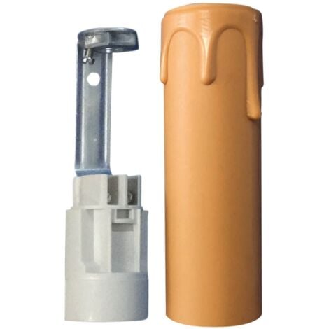 Portalámparas + funda de vela E14 26x85mm crema GSC 2203363