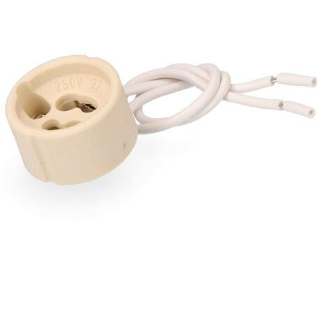 Portalámparas Halógeno Esteatita GU10 2A 250V Cable15cm Blanco Interior