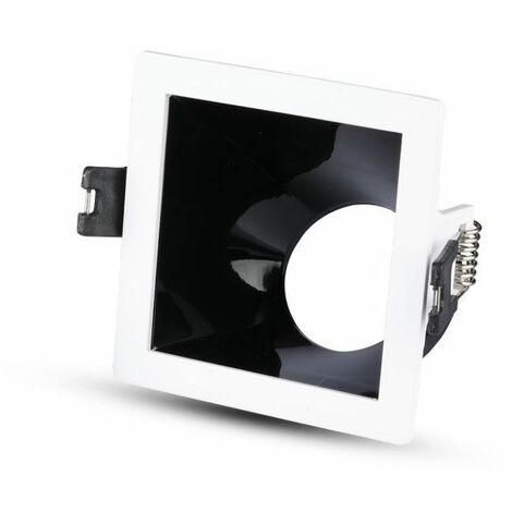 Portalámparas LED empotrable cuadrado GU10 V-TAC, blanco, con montaje en ángulo negro