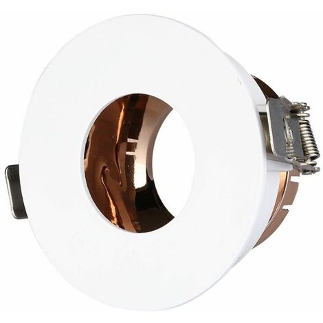 Portalámparas LED empotrable GU10 redondo V-TAC en blanco con interior en oro rosa